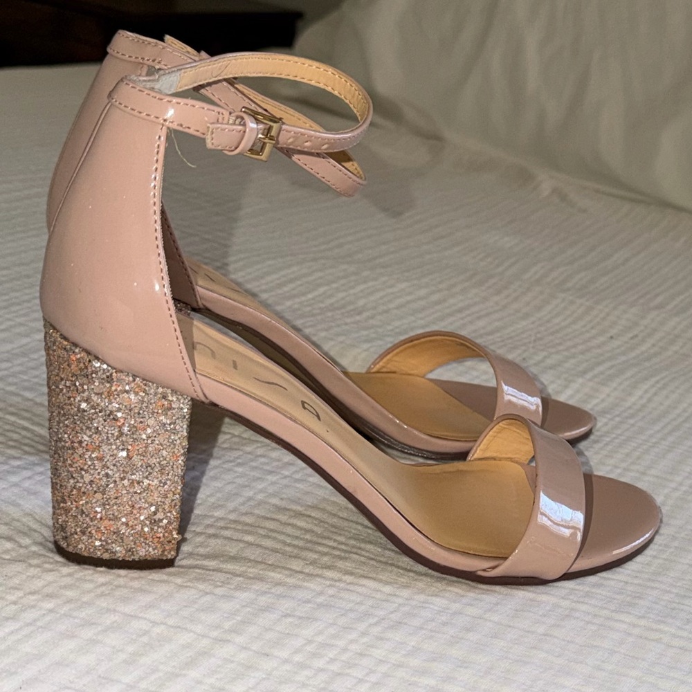 Unisa Nude Glitter Block Heel